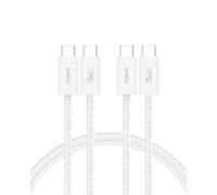 Belkin 2-Pack Braided USB-C to USB-C Cable 5ft 240W - Soft, Flexible Fast-Charging Cable, Type C Charger Cord for iPhone 17 & 16 Series, Galaxy S25, Pixel 10, iPad Pro, & More - White