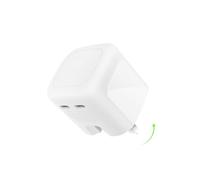 Belkin 2-Port USB C Plug 67W, Dual-Port GaN Charger with 2x USB C Ports, Fast Charging for MacBook, iPhone 17, iPad Pro, Chromebook, Galaxy S25 Ultra, Pixel 10, etc. - Travel Essentials - White