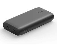 Belkin 20000mAh power bank fast charging, USB-C Power Delivery portable charger with 30W USB-C and 12W USB-A ports, 20K travel battery pack for MacBook, iPad, iPhone, Galaxy, Pixel and more - Black