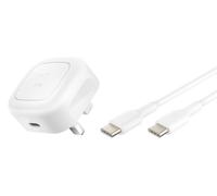 Belkin BoostCharge 20W Cubic Wall Charger, USB-C Power Delivery Fast Charging for Apple iPhone 16, Samsung Galaxy S25, iPad, AirPods & More with USB-C to C Cable included - White