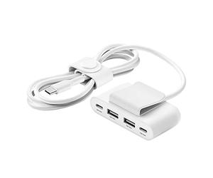 Belkin 4-Port USB Power Extender with built in 2m Cable, 2 USB-C & 2 USB-A Ports, USB Adapter with 30W Output, Fast Charging for iPhone 14 & Samsung Galaxy S23, Eco-Friendly Design & Detachable Clip