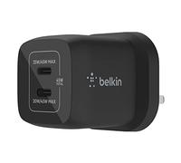 Belkin 45W Dual USB Type C Wall Charger, Fast Charging Power Delivery 3.0 with GaN Technology, USB C Charger for iPhone 17, iPhone Air, iPad Pro, MacBook, Samsung Galaxy S25, Pixel And More - Black
