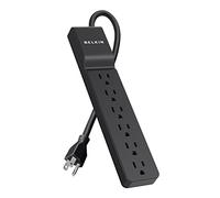 Belkin 6-Outlet Home/Office Surge Protector with Essential Power Filtration and 4-Foot Cord, 555 Joules (BE106000-04-BLK)