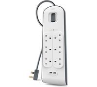Belkin 6 Way Surge Protect Strip - 2m Cable with 2 x USB