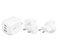 Belkin 3-Port USB-C Plug 70W, Multi-Port GaN Wall Charger with 2x USB-C & 1x USB A Ports, UK and US Plug Tips, Fast Charging for MacBook, iPhone 16, iPad, Samsung Galaxy S25, Google Pixel, etc - White