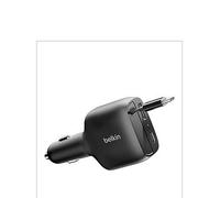 Belkin USB C Car Charger 75W with 30 inches Retractable USB C Cable - iPhone Charger, Compatible with iPhone 17 & 16 Series, Galaxy S25, AirPods, Tablet, MacBook, Chromebook, etc. - Travel Essentials