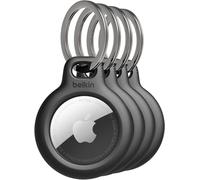 Belkin AirTag Case with Key Ring (Secure Holder Protective Cover for Air Tag with Scratch Resistance Accessory) - 4-pack, Black