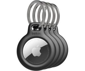 Belkin AirTag Case with Key Ring (Secure Holder Protective Cover for Air Tag with Scratch Resistance Accessory) - 4-pack, Black