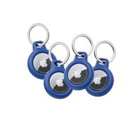 Belkin Apple AirTag Secure Holder with Key Ring - Durable Scratch Resistant Case with Open Face & Raised Edges - Protective AirTag Keychain Accessory for Keys, Pets, Luggage, Backpacks - 4-Pack Blue