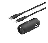 Belkin BOOST↑CHARGE™ 30W Fast Car Charger, Compact Design w/USB-C Power Delivery Port, USB-C to Lightning Cable Included, Universal Compatibility for iPhone 14 Series, iPad, and More - Black