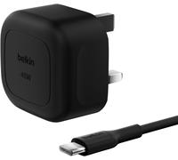 Belkin Compact Wall Charger 45W + USB-C to USB-C Cable, Fast Charging for Apple iPhone 17, iPhone Air, iPhone 16 Serie, Samsung Galaxy S25, Google Pixel, iPad, AirPods & More - Black