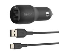 Belkin Boost Charge. Charger type: Auto Power source type: Cigar lighter Charger compatibility: Smartphone USB 2.0 ports quantity: 2. Cable length: 1 m Product colour: Black