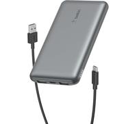 Belkin BoostCharge 10000mAh Power Bank with USB-C and USB-A Ports - Grey | 10K Portable Charger, Charge Up to 3 Devices (1 x USB-C, 2 x USB-A Ports), 15W, LED Indicator, Made with Recycled Plastic