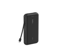 Belkin BoostCharge 20,000mAh Power Bank with Cable A 20,000 mAh power bank with a built-in USB-C cable, Power Delivery fast charging up to 30 W, and