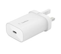 Belkin BoostCharge 25W Wall Charger with PPS, USB Plug with USB-C Power Delivery, Fast Travel USB Charger for iPhone 17, Air, Samsung Galaxy S25, iPad, Pixel, tablets and more - White