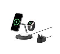 Belkin BoostCharge 3-in-1 Qi2 charger, MagSafe compatible wireless charging station, Qi2 Wireless Charger for Apple iPhone 16 Series, Apple Watch, AirPods with Non-Slip Base, PSU Included - Black