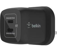 Belkin 45W Dual USB Type C Wall Charger, Fast Charging Power Delivery 3.0 with GaN Technology, USB C Charger for iPhone 17, iPhone Air, iPad Pro, MacBook, Samsung Galaxy S25, Pixel And More - Black