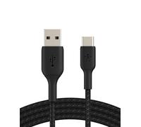 Belkin BoostCharge Braided USB C charger cable, USB-C to USB-A cable, USB type C charging cable for iPhone 16, 15, Samsung Galaxy S24, S23, Pixel, iPad, MacBook, Nintendo Switch and more - 2m, Black