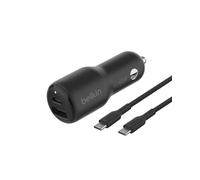 Belkin BoostCharge Dual Car Charger 42W with Fast Charge USB-C 30W PPS & 12W-A Ports + C-Cable for Apple iPhone 16, 16 Pro, 16 Pro Max, iPhone 15, Samsung Galaxy S24 & More - Black