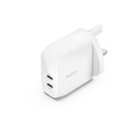 Belkin BoostCharge dual USB-C plug with PPS, 60W phone charger for iPhone 16 and other, iPad, Samsung Galaxy, Google Pixel, MacBook - compatible w/ USB-C to lightning cable & USB-C to USB-C - white