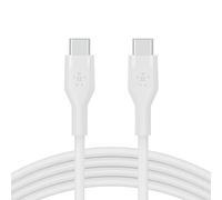 Belkin BoostCharge Flex silicone USB C charger cable, USB-IF certified USB type C to USB type C charging cable for iPhone 16, 15, Galaxy S24, S23, iPad, MacBook, Note, Pixel and more - 1m, white