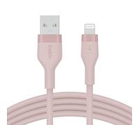 Belkin BoostCharge Flex Silicone USB Type A to Lightning Cable (2M/6.6FT), MFi Certified Charging Cable for iPhone 14/14 Plus, 13, 12, Pro, Max, Mini, SE, iPad and More - Pink