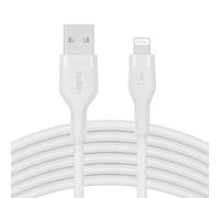 Belkin BoostCharge Flex Silicone USB Type A to Lightning Cable (3M/10FT), MFi Certified Charging Cable for iPhone 14/14 Plus, 13, 12, Pro, Max, Mini, SE, iPad and More - White