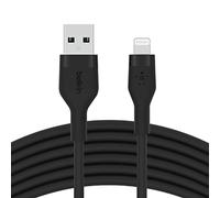 Belkin BoostCharge Flex Silicone USB Type A to Lightning Cable (3M/10FT), MFi Certified Charging Cable for iPhone 14/14 Plus, 13, 12, Pro, Max, Mini, SE, iPad and More - Black