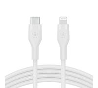 Belkin BoostCharge Flex Silicone USB Type C to Lightning Cable (2M/6.6ft), MFi Certified 20W Fast Charging PD Power Delivery for iPhone 14/14 Plus, 13, 12, Pro, Max, Mini, SE, iPad and More - White