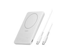 Belkin BoostCharge Magnetic Power Bank 5000mAh, Slim Portable Charger with Magnetic Ring and USB C Port, Battery Pack for iPhone, Galaxy, Pixelsnap, iPad, Tablet - USB C Cable Included - White