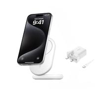 Belkin BoostCharge MagSafe Charger, Magnetic Foldable Wireless Charging Stand 15W, MagSafe-Compatible Portable Fast Charger for Qi2, iPhone 17, Air, Pixelsnap, Standy Mode Ready, PSU Included - White