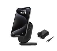 Belkin BoostCharge MagSafe Charger, Magnetic Foldable Wireless Charging Stand 15W, MagSafe-Compatible Portable Fast Charger for Qi2, iPhone 17, Air, Pixelsnap, Standy Mode Ready, PSU Included - Black