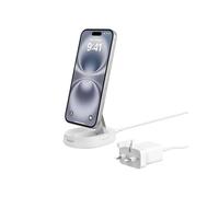 Belkin BoostCharge Pro 15W convertible magnetic wireless charging stand,MagSafe compatible fast Qi2 wireless charger,magnetic fast charger for iPhone 16/15/14/13, AirPods Pro, 20W plug incl. - White
