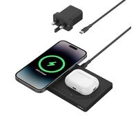 Belkin BoostCharge Pro 2-in-1 MagSafe Charger, Wireless Charging Pad with 15W, iPhone fast charger compatible with iPhone 16, 15, 14, 13, 12 Series, AirPods, and other MagSafe enabled devices - Black