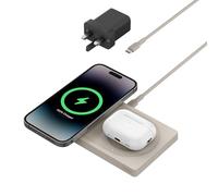 Belkin BoostCharge Pro 2-in-1 MagSafe Charger, Wireless Charging Pad with 15W, iPhone fast charger compatible with iPhone 16, 15, 14, 13, 12 Series, AirPods, and other MagSafe enabled devices - Sand