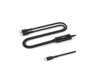 Belkin BoostCharge Pro 2-in-1 USB C to USB C Charger Cable 140W, Braided Dual Charging Cable - Fast-Charging Combo Cord with Smart Power Sharing for MacBook, iPhone, iPad, Samsung, Pixel, etc - Black