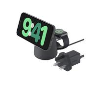 Belkin BoostCharge Pro 2 in 1 Wireless Charger with Qi2, 15W - Black | MagSafe Compatible Magnetic Charging Station, 30W Wall Plug Included, Apple Watch and iPhone Charger, StandBy Mode