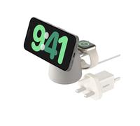 Belkin BoostCharge Pro 2-in-1 Wireless Charger with Qi2 15W - MagSafe-Compatible Charger for iPhone 16, 15, 14, 13, 12 Series, Apple Watch, AirPods, & Other Qi2 Enabled Devices, PSU Included - Sand