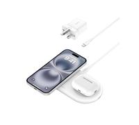 Belkin BoostCharge Pro 2-in-1 Wireless Charging Pad with Magnetic Qi2 15W, Fast Charging iPhone Wireless Charger Compatible with iPhone 17, Air, 16, 15, 14 Series, Pixelsnap, AirPods & More - White