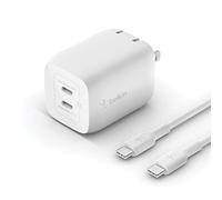 Belkin BoostCharge Pro 65W Dual USB-C GaN Wall Charger Multi-Port Charger with 2X USB-C PD 3.0 Fast Charging Port for MacBook, iPhone, iPad, Galaxy, Google Pixel and More