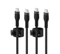 Belkin BoostCharge Pro Flex Braided USB-C to USB-C Charger Cable (6.6ft/2M), USB-IF Certified Fast Charging Cable for iPhone 16 Series, MacBook, Galaxy S25, Nintendo Switch 2 & More - Black (2-Pack)