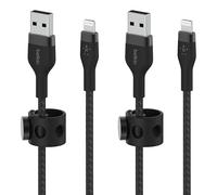 Belkin BoostCharge Pro Flex Braided USB Type A to Lightning Cable (2M/6.6FT), MFi Certified Charging Cable for iPhone 13, 12, 11, Pro, Max, Mini, SE, iPad and More, 2-Pack, Black