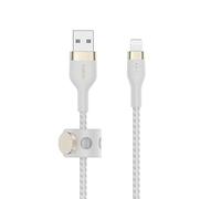 Belkin BoostCharge Pro Flex Braided USB Type A to Lightning Cable (3M/10FT), MFi Certified Charging Cable for iPhone 14/14 Plus, 13, 12, Pro, Max, Mini, SE, iPad and More - White