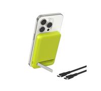 Belkin BoostCharge Pro Wireless Power Bank 5000mAh with Qi2, MagSafe compatible portable charger + built-in pop-up kickstand, battery pack for iPhone 16, iPhone 15, 14, 13, 12 and more - Cyber Lime