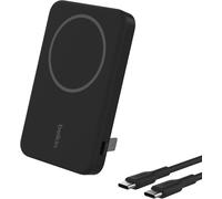 Belkin BoostCharge Pro Wireless Power Bank 5000mAh with Qi2, MagSafe compatible portable charger + built-in pop-up kickstand, battery pack for iPhone 16, iPhone 15, 14, 13, 12 and more - Black