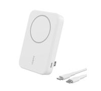 Belkin BoostCharge Pro Wireless Power Bank 8000mAh with Qi2, MagSafe Compatible Portable Charger + Built-in Pop-up Kickstand, For iPhone 17, iPhone Air, 16, 15, 14, Pixelsnap and More - White