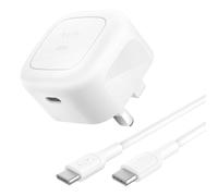 Belkin Compact Wall Charger 45W + USB-C to USB-C Cable, Fast Charging for Apple iPhone 16, 15, 14, Plus, Pro, Pro Max, Samsung Galaxy S25 Series, S24, Pixel 9, iPad, AirPods, & More - White
