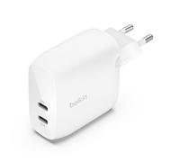 Belkin BoostCharge USB-C PD Charger with 2 Ports and PPS 60W for Apple iPhone, iPad, Samsung Galaxy, Google Pixel, Compatible with USB-C/Lightning Cable and USB-C Cable - White