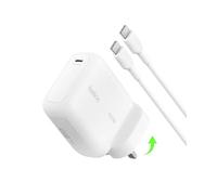 Belkin BoostCharge USB C Plug Charger 100W, GaN Compact and Foldable Plug Charger, Fast Charging for iPhone 17, Samsung Galaxy S26, Pixel 10, Tablet, MacBook - 1.5m USB C Cable Included - White