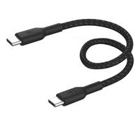 Belkin BoostCharge (0.5ft) Braided USB-C to USB-C Cable for iPhone 16, iPhone 16 Pro, iPhone 16 Pro Max, iPhone 16 Plus, iPhone 15, Galaxy S24, S23, Note10, Pixel 9, Pixel 8, iPad Pro & More - Black